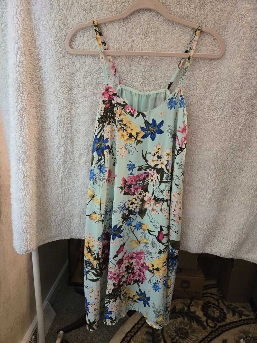 Floral Slip Dress in Mint Blue